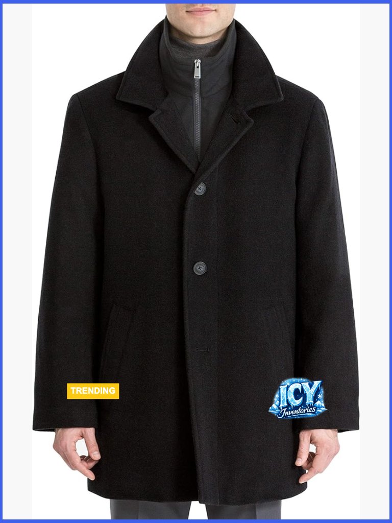 Wool Blend Overcoat With Quilted Lining And Button Closure